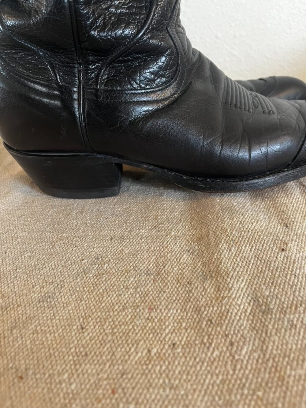 Tony Lama Men's Black Leather Style C9752 Reg C4962 Cowboy Boots Sz 9D - Picture 9 of 13